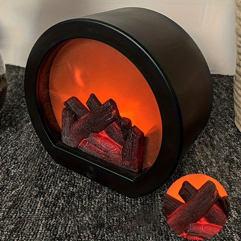 Cozy rectangular fireplace lantern stove lamp - Realistic simulation flame lights