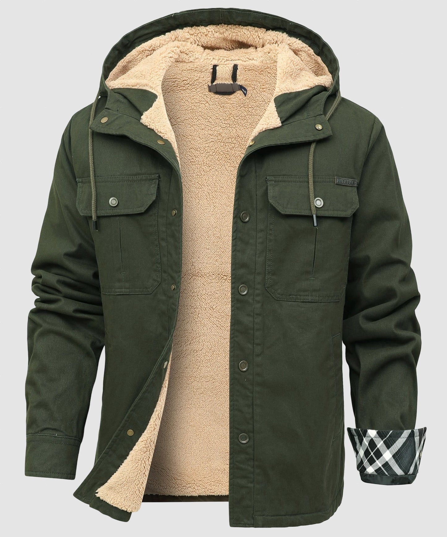 Men’s Fleece Lined Hooded Jacket Warm Cotton Winter Coat