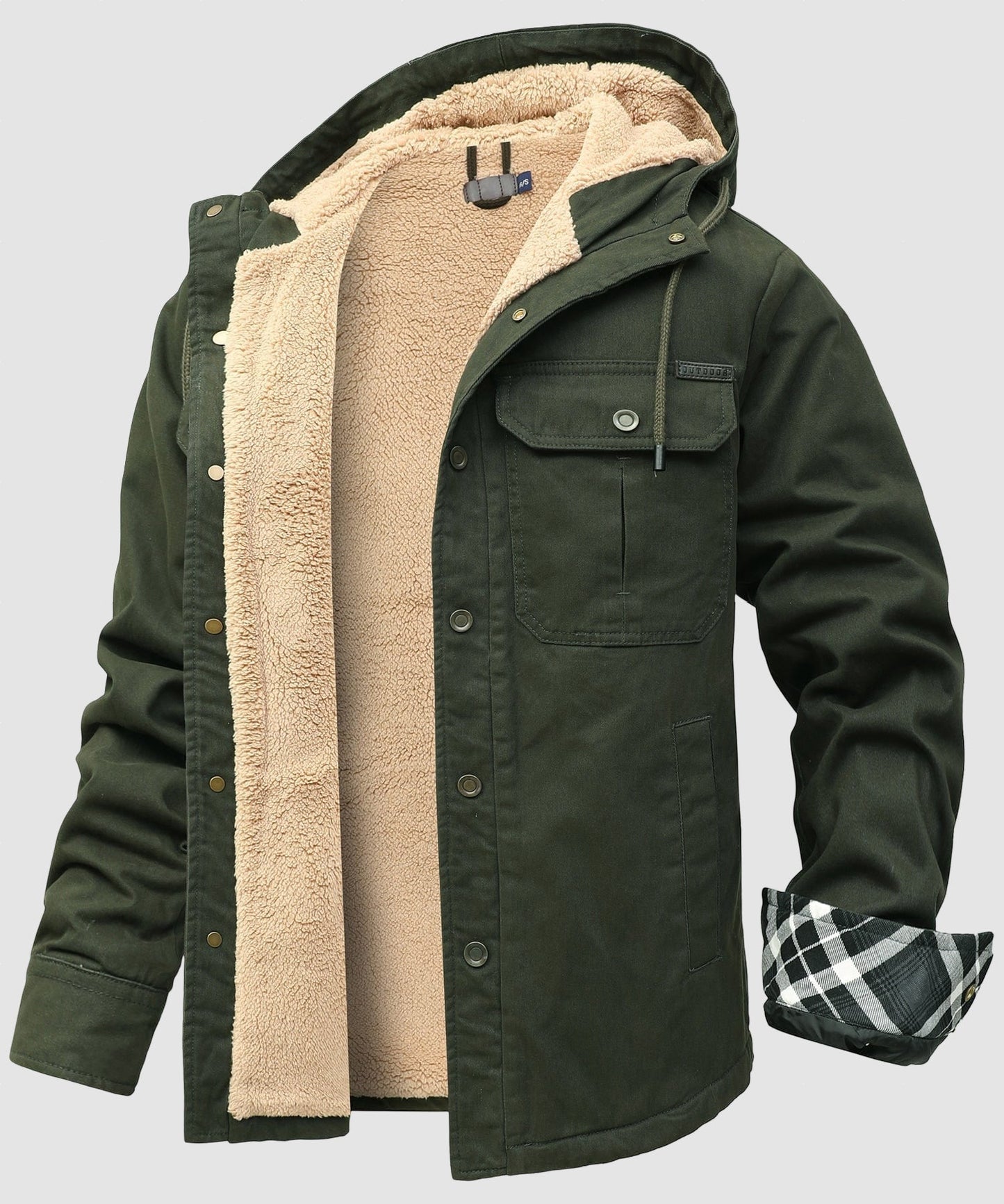 Men’s Fleece Lined Hooded Jacket Warm Cotton Winter Coat