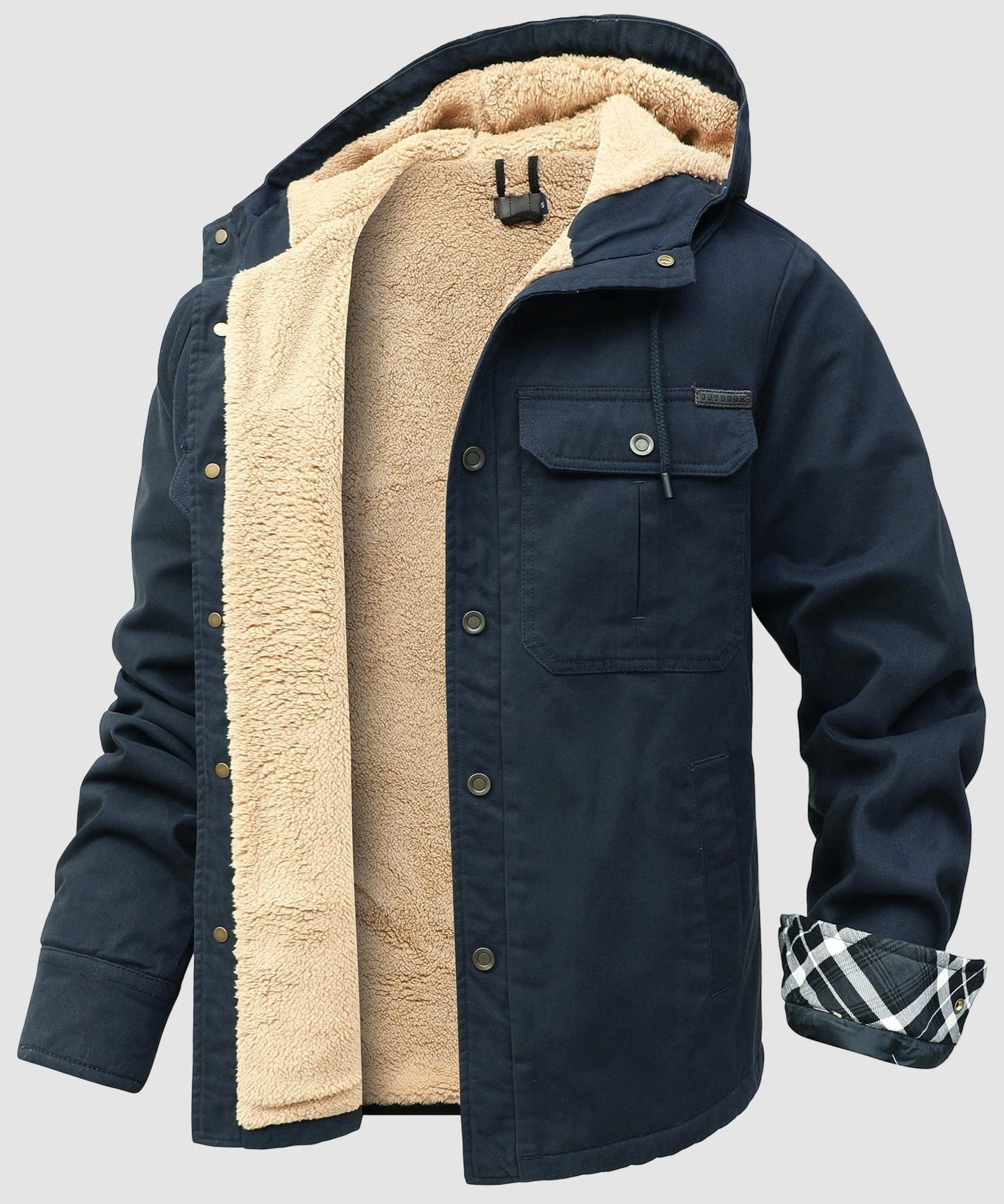 Men’s Fleece Lined Hooded Jacket Warm Cotton Winter Coat
