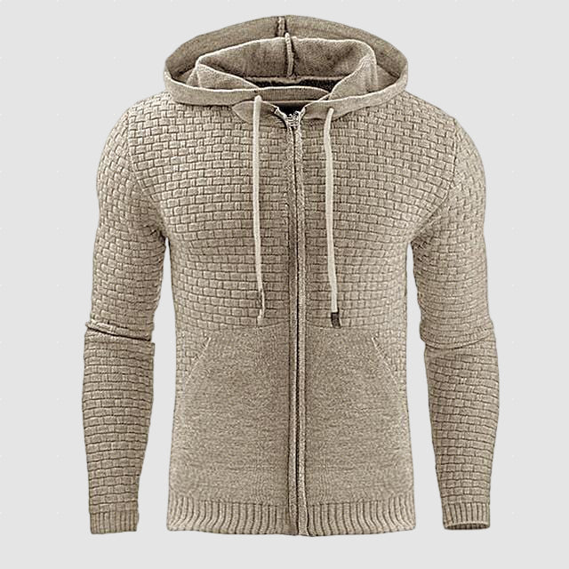 Men’s Zip Hoodie Cotton Knit for Winter