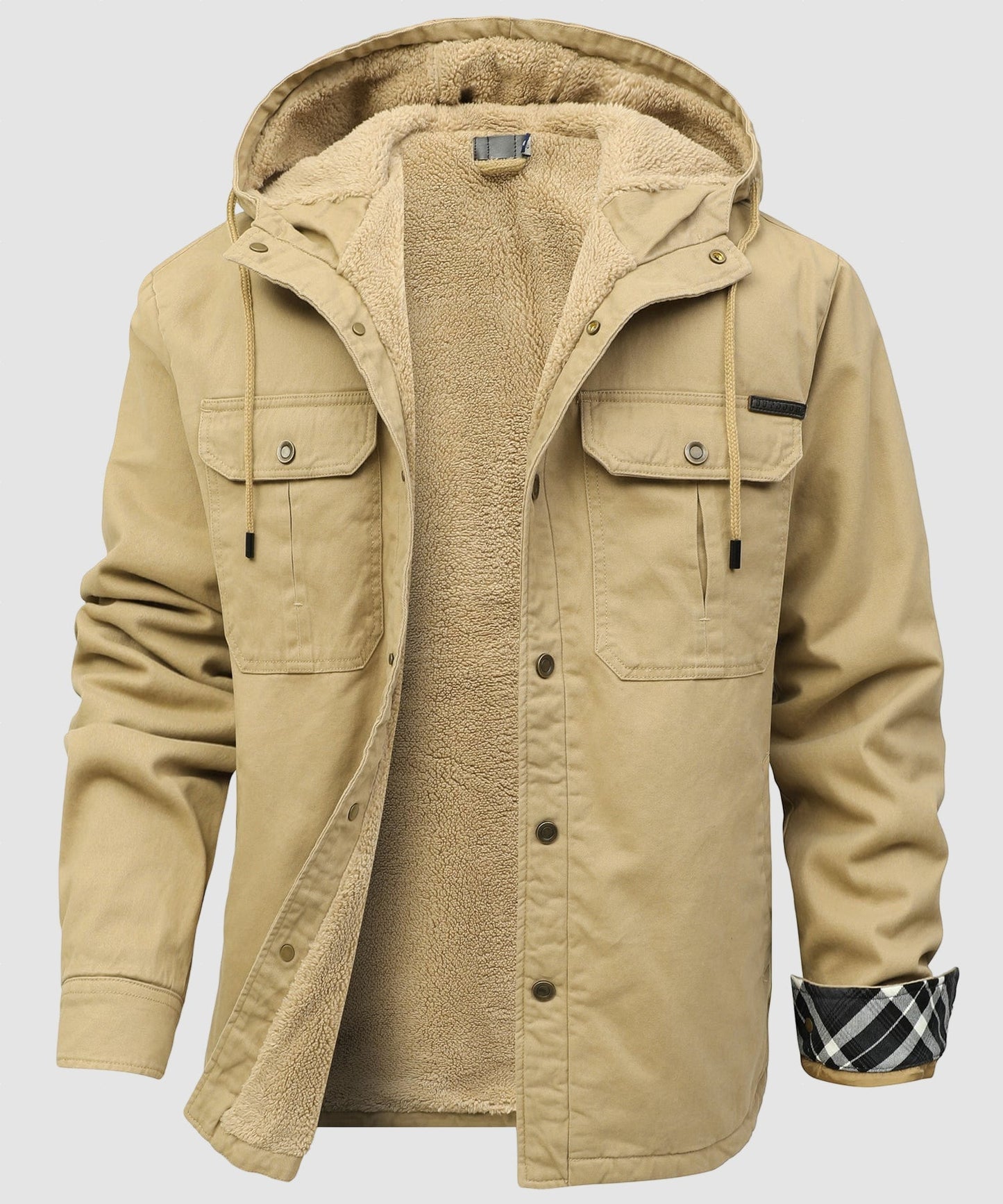 Men’s Fleece Lined Hooded Jacket Warm Cotton Winter Coat