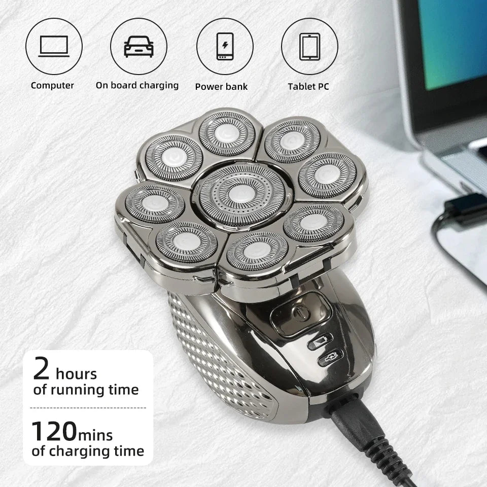 6-in-1 Waterproof Men’s Electric Shaver with 9D Floating Heads & Grooming Kit – MultiTrim