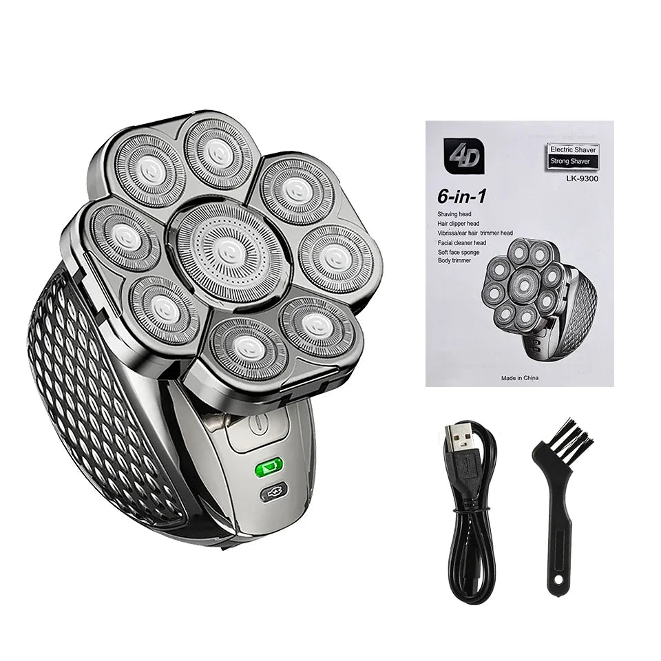6-in-1 Waterproof Men’s Electric Shaver with 9D Floating Heads & Grooming Kit – MultiTrim