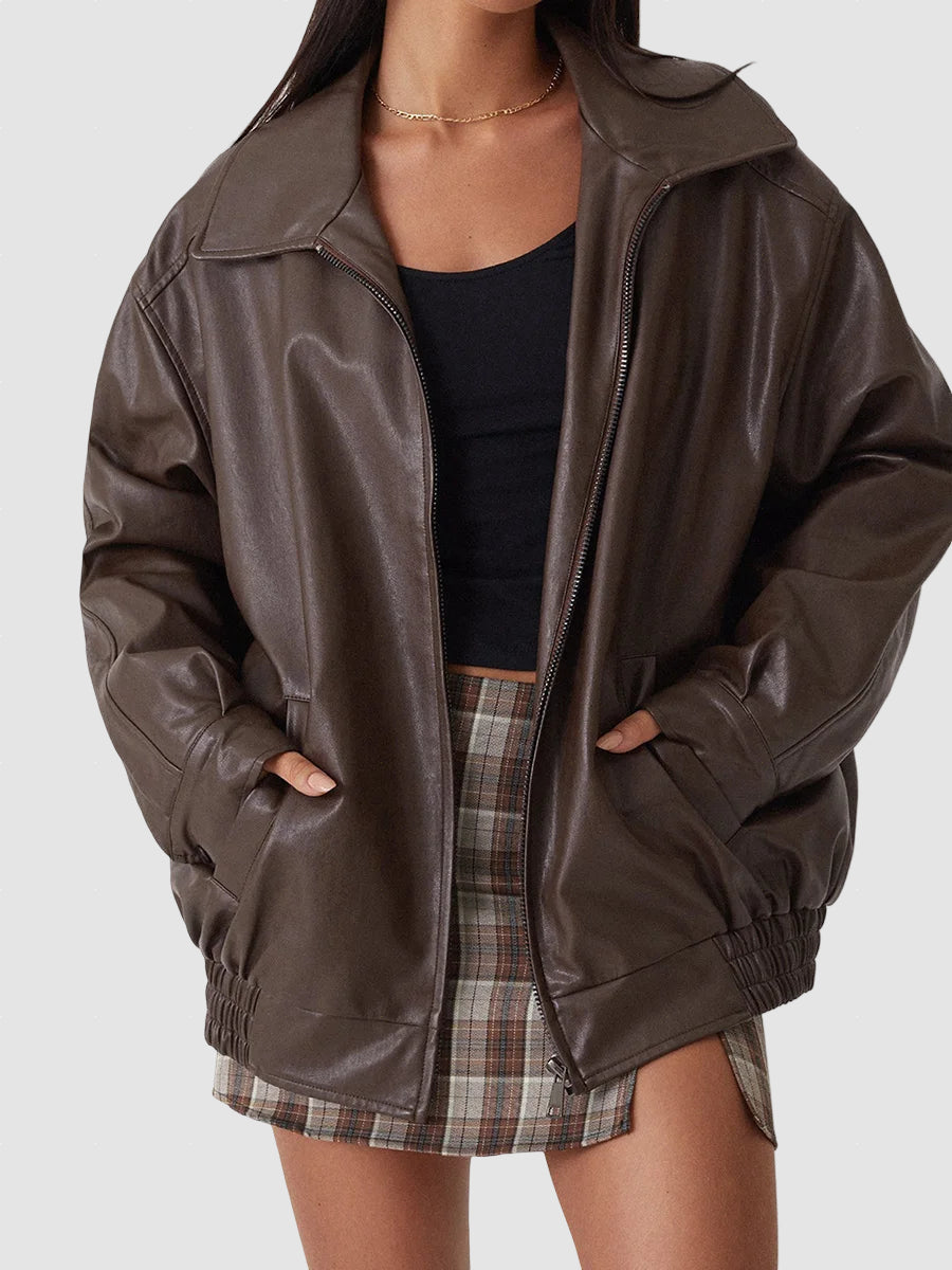 Women’s Faux Leather Jacket | Lightweight Autumn Outerwear