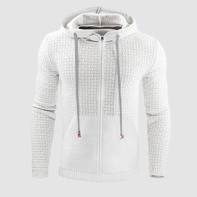 Men’s Zip Hoodie Cotton Knit for Winter