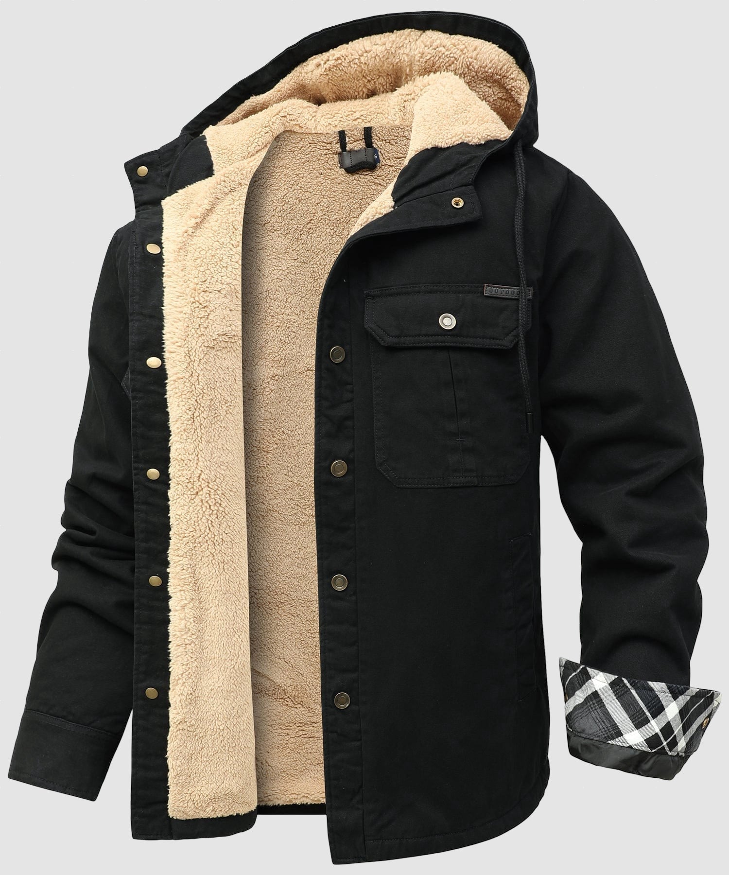 Men’s Fleece Lined Hooded Jacket Warm Cotton Winter Coat