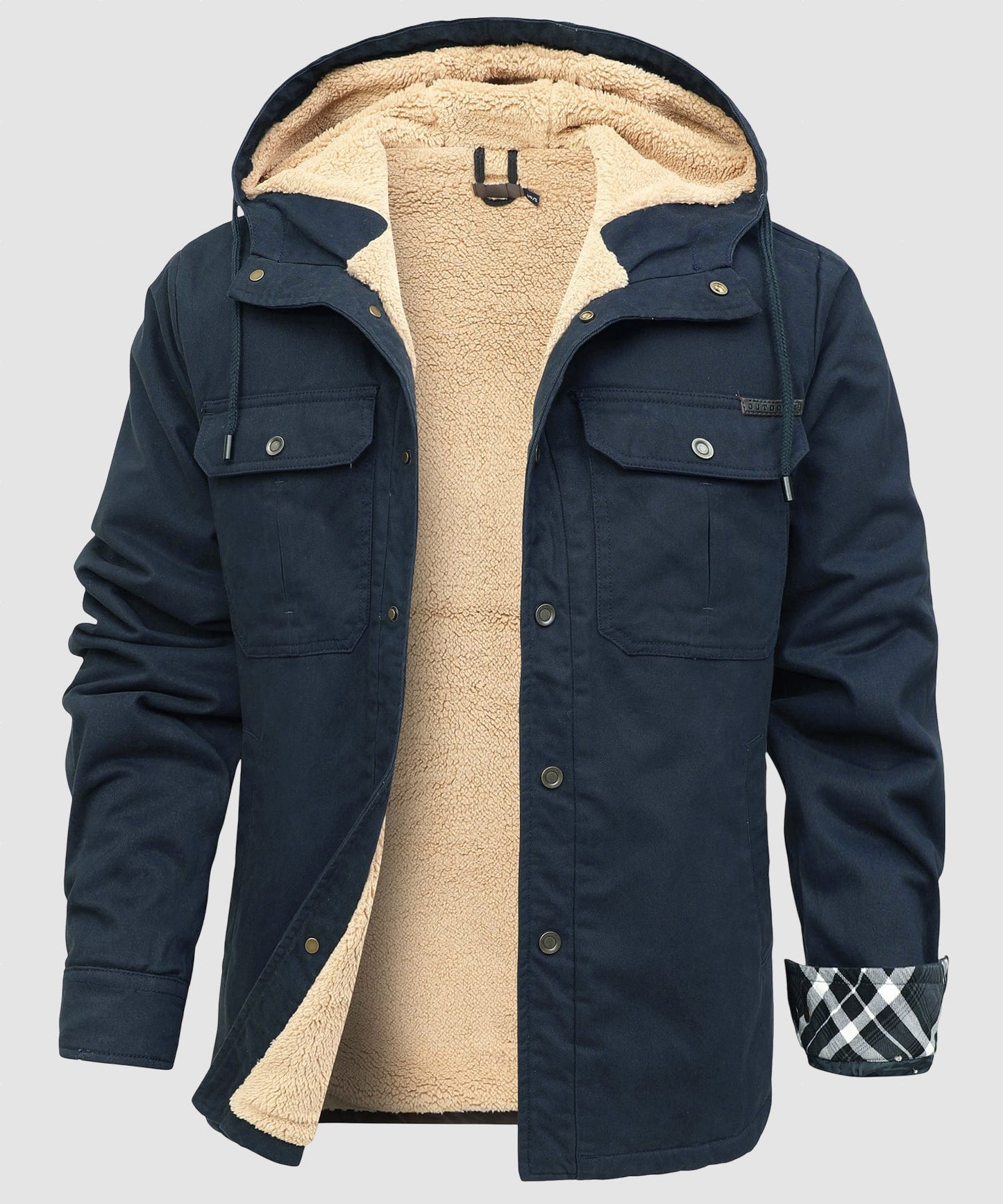 Men’s Fleece Lined Hooded Jacket Warm Cotton Winter Coat