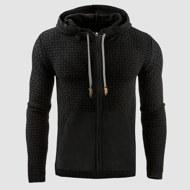 Men’s Zip Hoodie Cotton Knit for Winter
