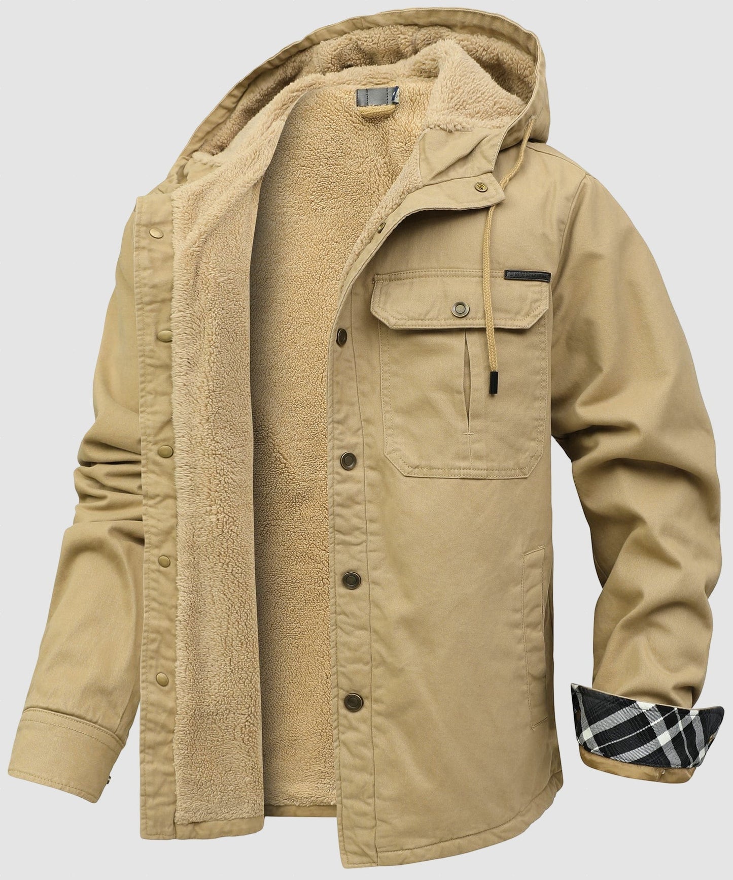 Men’s Fleece Lined Hooded Jacket Warm Cotton Winter Coat