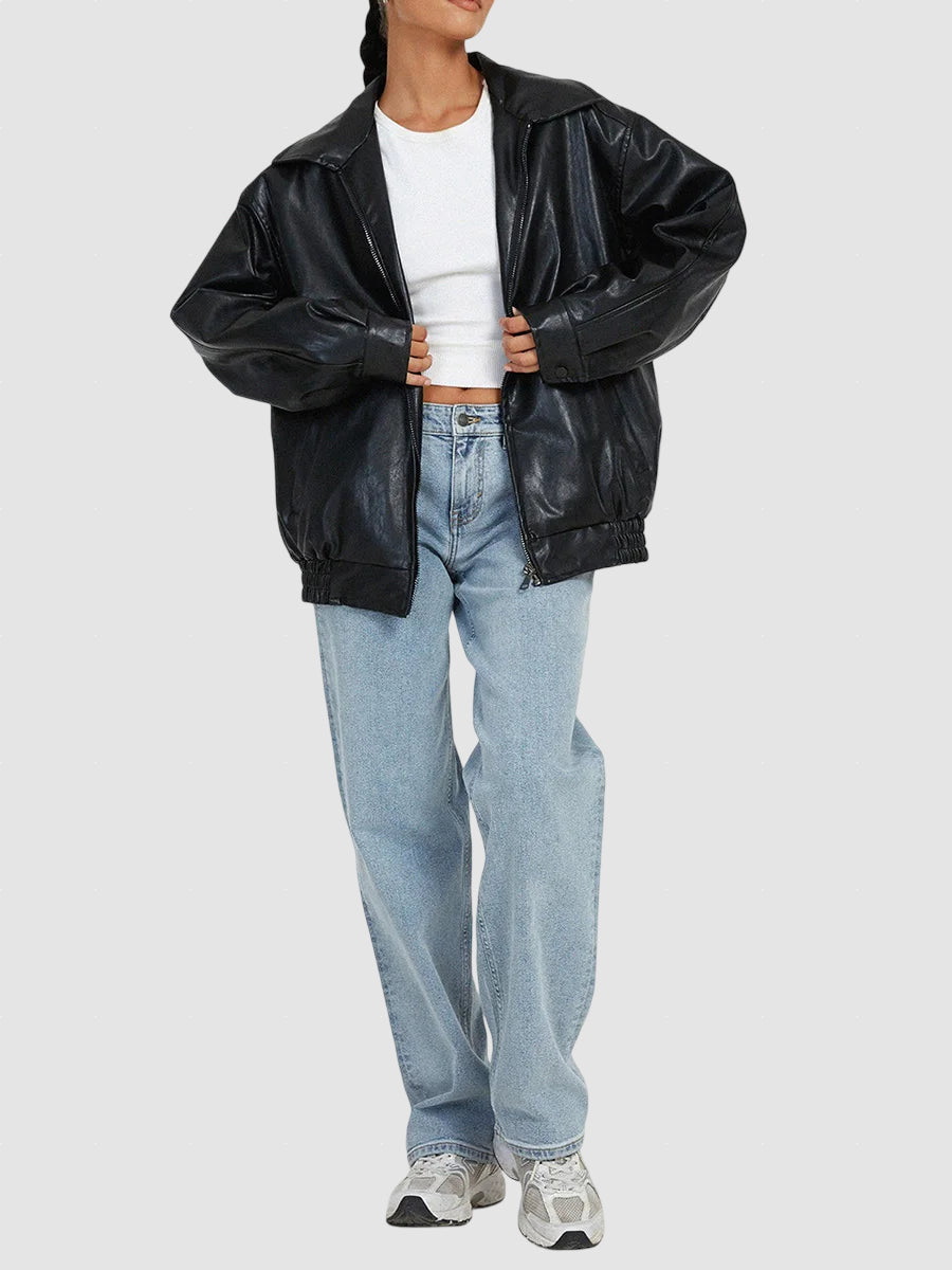 Women’s Faux Leather Jacket | Lightweight Autumn Outerwear